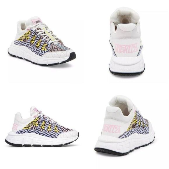 VERSACE Men's Trigreca White Platform Multicolor Monogram Sneakers Size … - Picture 3 of 14